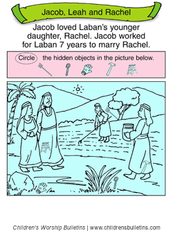 Sunday school activities about Leah & Rachel | Children's Worship Bulletins